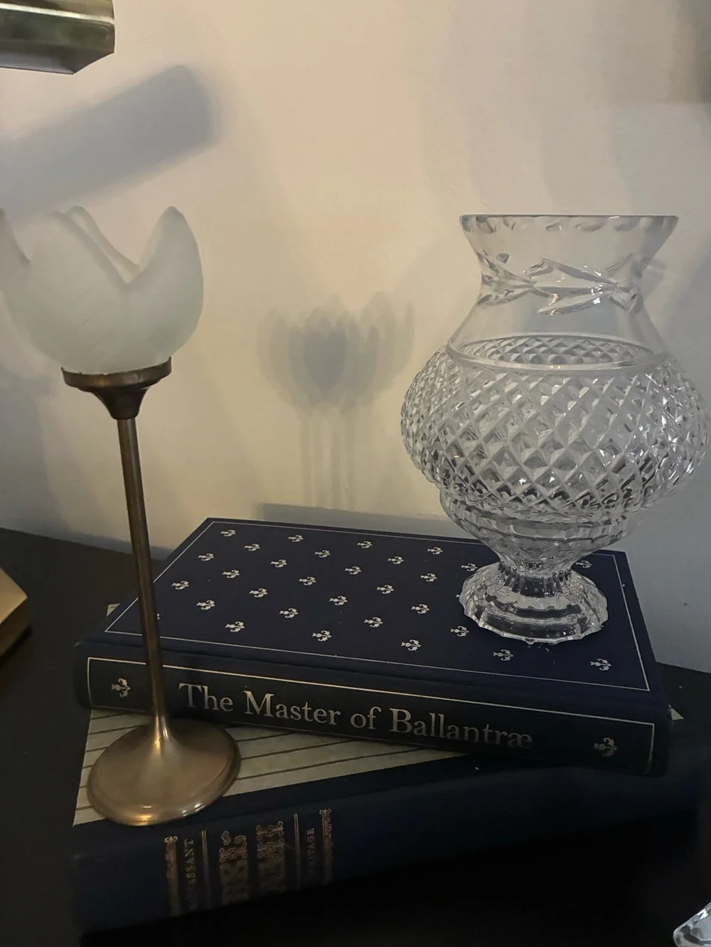 Vintage Brass Tulip Tea light Candle Holder | Frosted Glass Cottagecore Romantic